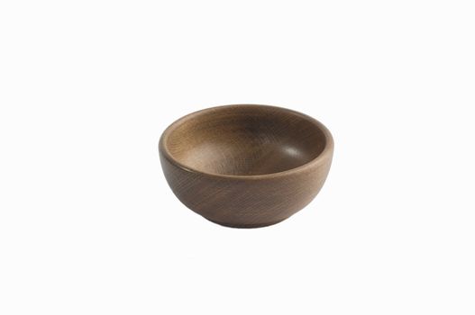 Wooden bowl on white background