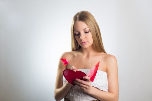 Attractive young woman feeling the love on valantines day 
