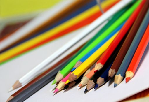 Mix of multicolored vivid pencils 