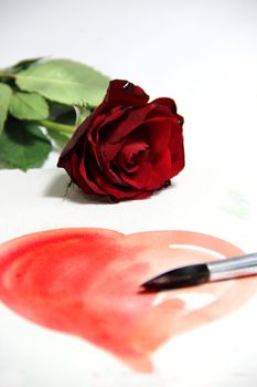 Valentine in handmade style and beautiful rose