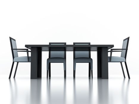dining group with a table and chairs on a white background