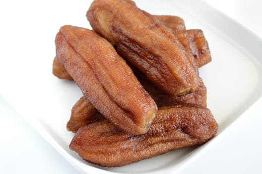 Dried Banana on white background