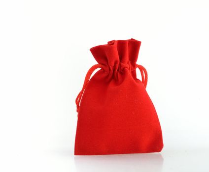red cloth bag is package for gift