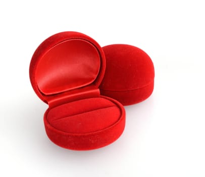 Red jewelry box isolated on white