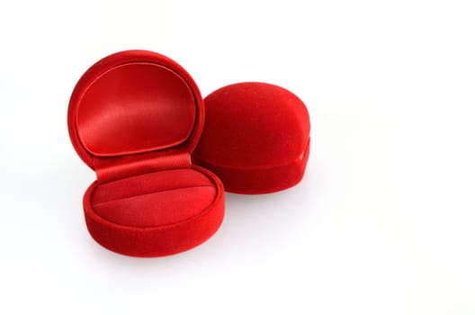 Red jewelry box isolated on white