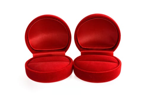 Red jewelry box isolated on white