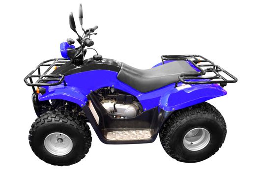 Blue 4x4 quad-bike atv isolated on white