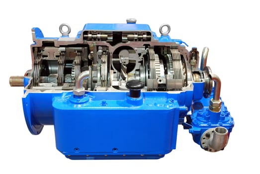 Heavy truck automatic transmission isolated on white