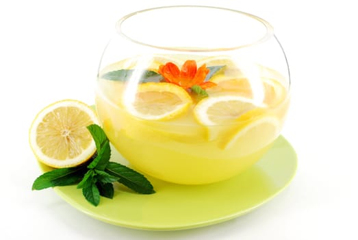 Lemonade with lemon and mint