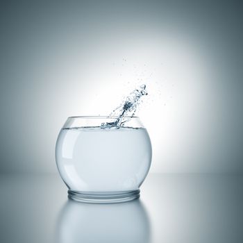 A fishbowl with a splash. Put in your own what jumps out of the water!