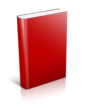 3d big red Book Standing with shadows on white background