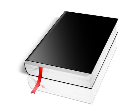 Blank book with black cover on white background
