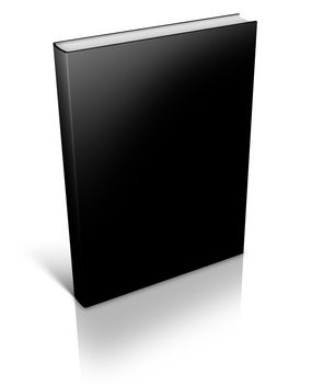 3D black Hard Cover Book whith shadows on white background
