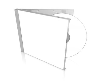 3D blank DVD case isolated on white background