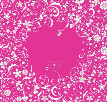 Damask seamless pink floral pattern background texture