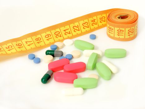 Diet pills and a tape measure