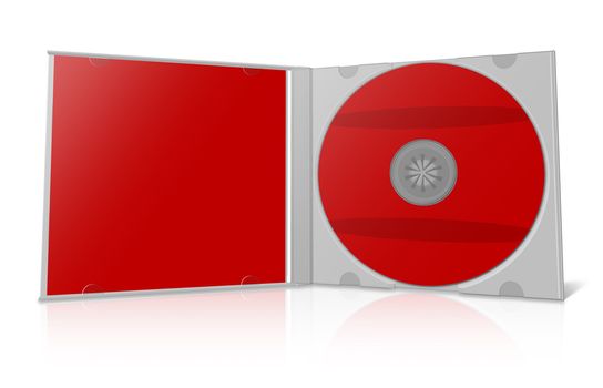 red DVD Or CD Disk case with DVD Or CD Disk on white background