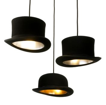 lamps made from topper hats isolated on white background