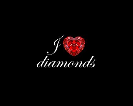 wallpaper with I LOVE DIAMONDS. Red diamond heart