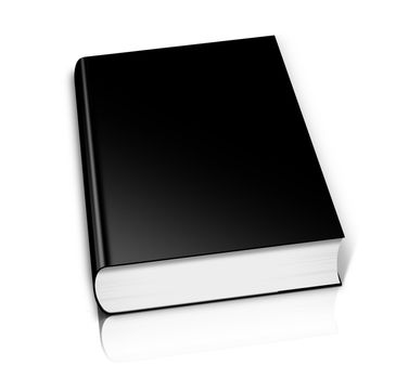 big laying black book isolated on white background