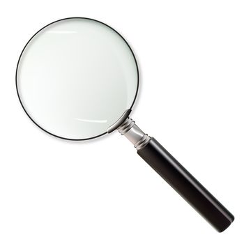Detective magnifying glass isolated on white background. Realistic vector magnifying glass