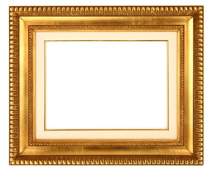 old frame made from gold isolated on white background