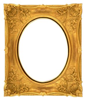 oval old gold frame isolated on white background