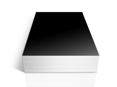 3D perspective black book whit shadows on white background