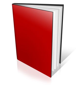 red Hard Cover Book Open on white background