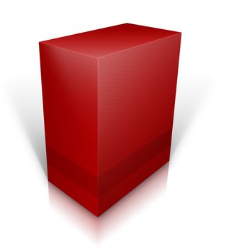 3D red software box isolated on white background