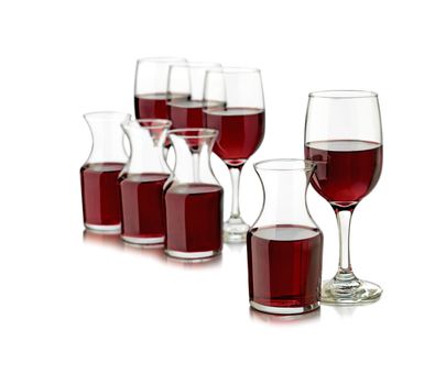 red wine glasses isolated on white background. winery concept