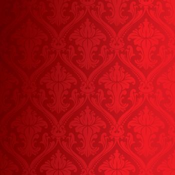 Seamless red damask floral background wallpaper pattern 