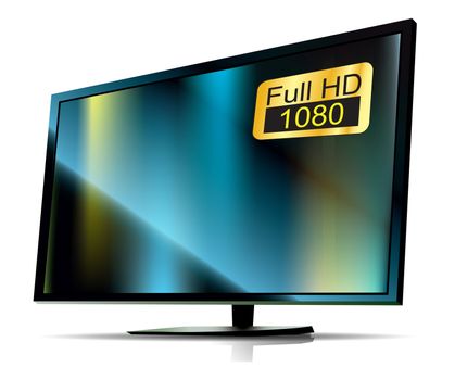 black TV Full HD. high definition tv on white background