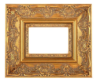 gold vintage frame with ornaments isolated on white background