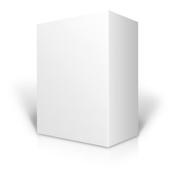 white 3D box blank isolated on white background
