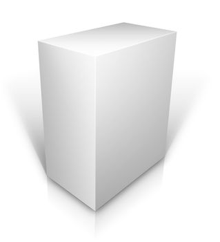 3D blank software box white isolated on white background
