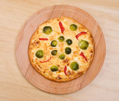 vegetable pizza with brussels sprouts.Italian kitchen