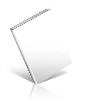 3D white book on edge on white background