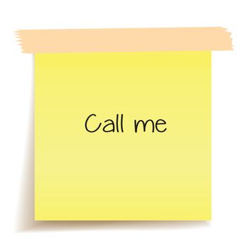 Yellow Sticky note with the message Call me. White background