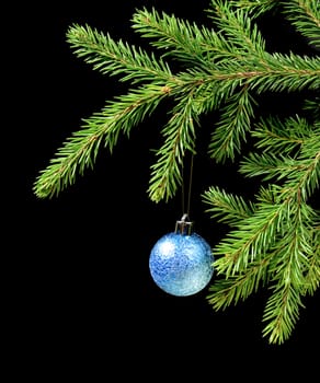 Christmas tree ornaments  on dark background 