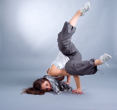 cool looking dancer posing . breakdance