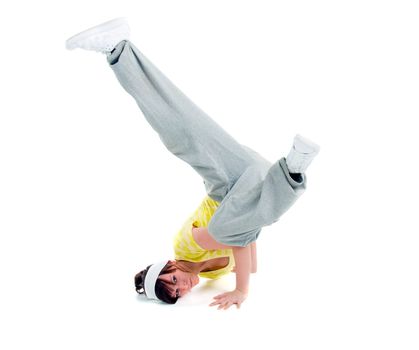 cool looking dancer posing . breakdance