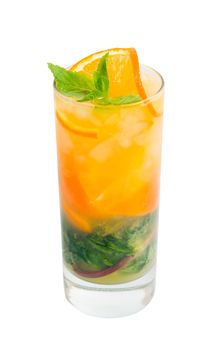 Mojito orange cocktail.isolated on white background.clipping Path