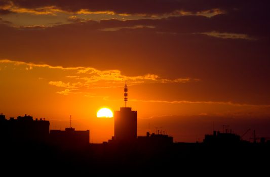 city sunrise .evening city