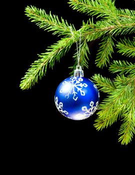 Christmas tree ornaments  on dark background 