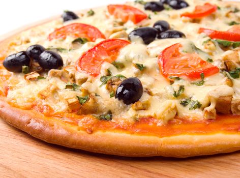 home pizza with tomato and eggplant  Closeup .Shallow depth-of-field