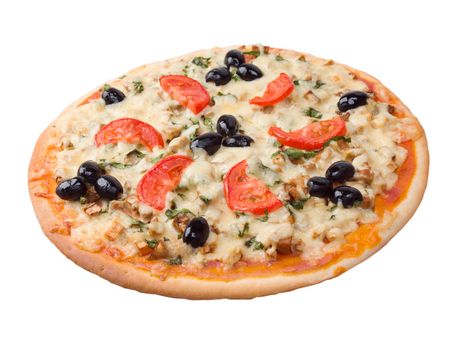 home pizza with tomato and eggplant  