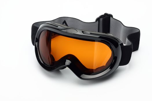 Ski goggles close up on white