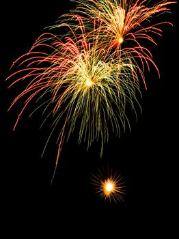 beautiful fireworks against the dark sky, fireworks