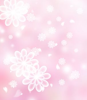 Chrysanthemum Blossoms pastel pink illustration